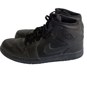 Nike Air Jordan 1 Mid 2013 Triple Black Sneakers Size 13 No box